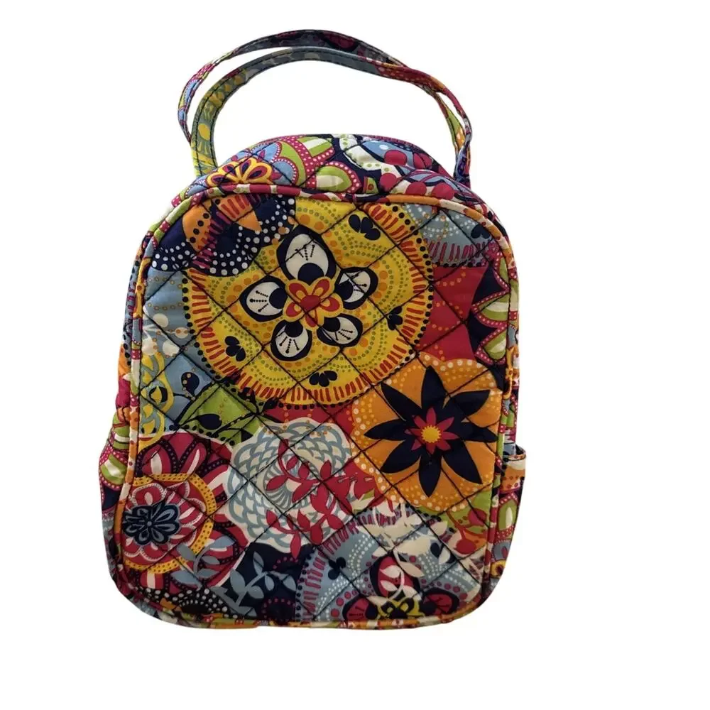 Danielle Morgan Quilted Lunch Box Bag Paisley Mandala Flower Insulated Tote